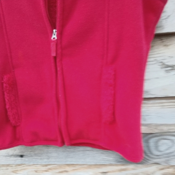 Women's Vest Jane Ashley Casual Sherpa Fleece Zip Up Vest Red Size Large - Picture 8 of 10